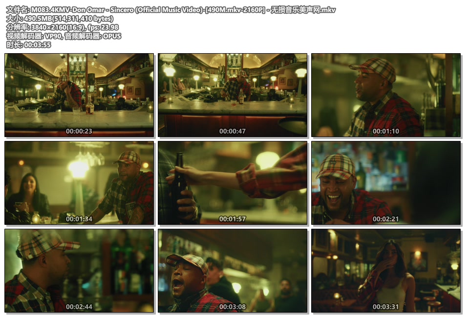 4KMV Don Omar Sincero Official Music Video 490M mkv 2160P 