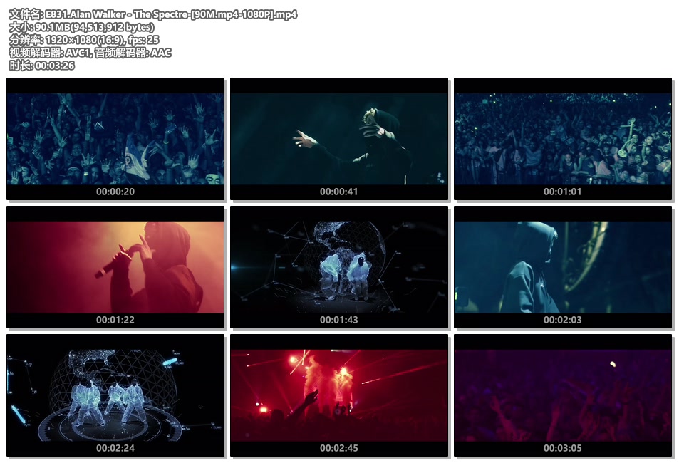 Alan Walker The Spectre[90M.mp41080P] 无损音乐_5.1声道音乐_4KMV_超清MV_下载