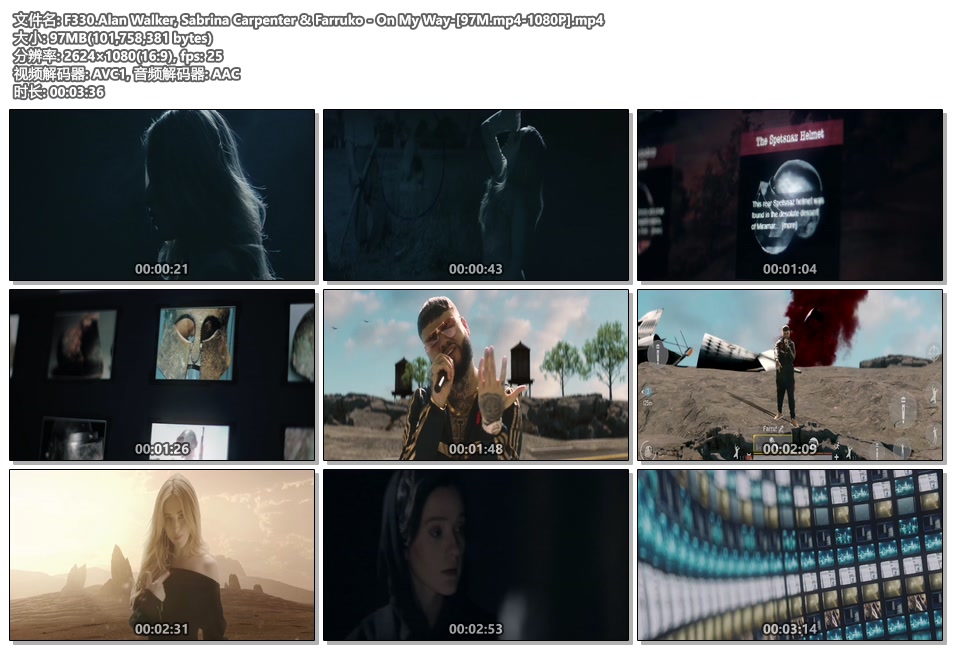 Alan Walker, Sabrina Carpenter & Farruko On My Way[97M.mp41080P