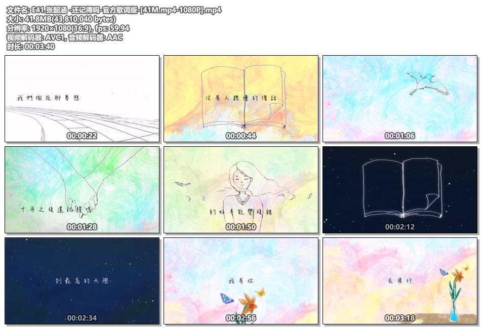 张韶涵 _还记得吗_官方歌词版_1080P高清MP4下载|百度网盘下载
